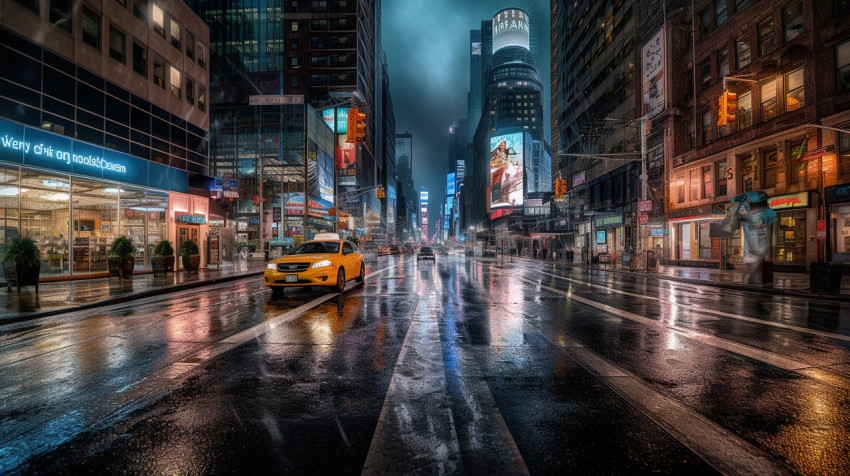 A cityscape with a city skyline and the lights of the city