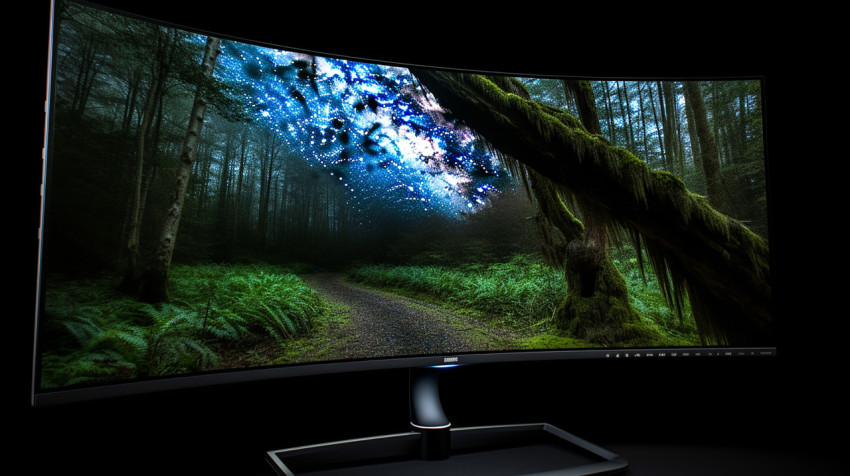 Scenic highway in autumn with vibrant red and yellow foliage created with generative ai