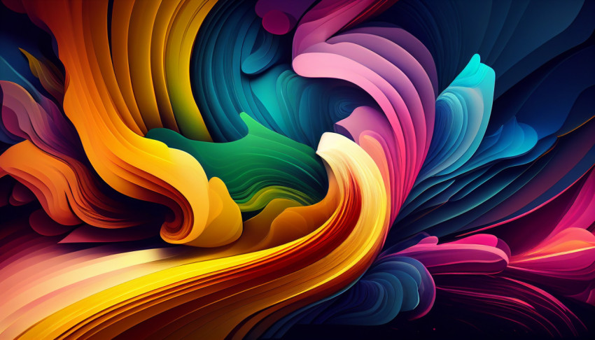 A colorful wave wallpaper with a dark background