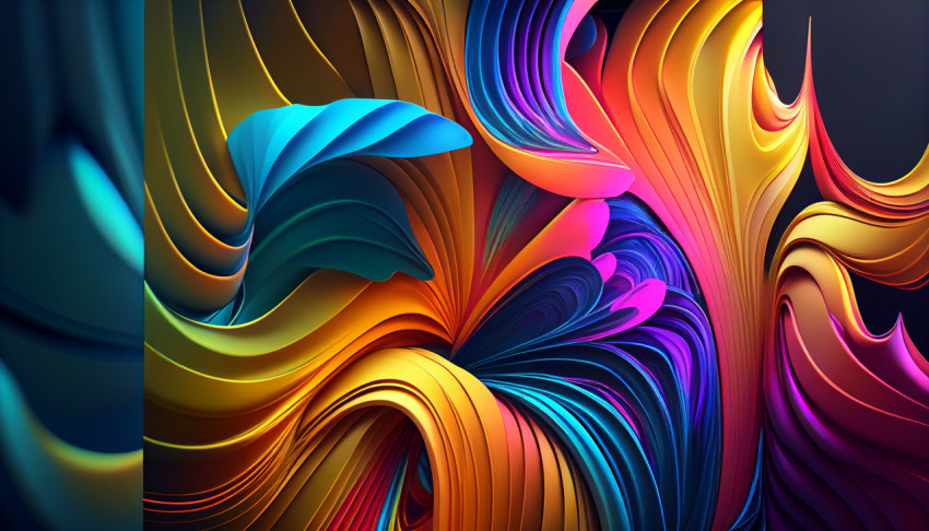 A colorful wave wallpaper with a dark background