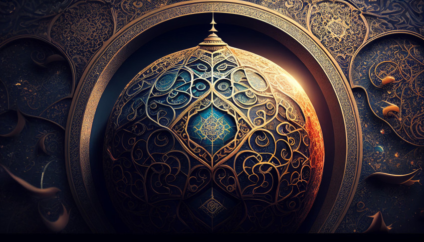 Ilustration islamic lantern stands with candle light ramadhan kareem background Generated ai