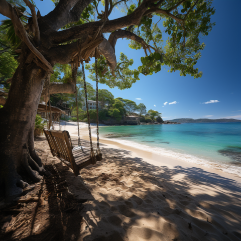Tropical beach paradise as summer landscape with beach