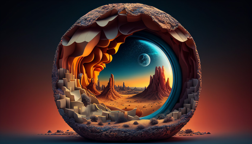 3D Round background, Front view, HDR, 8K, High Resolution