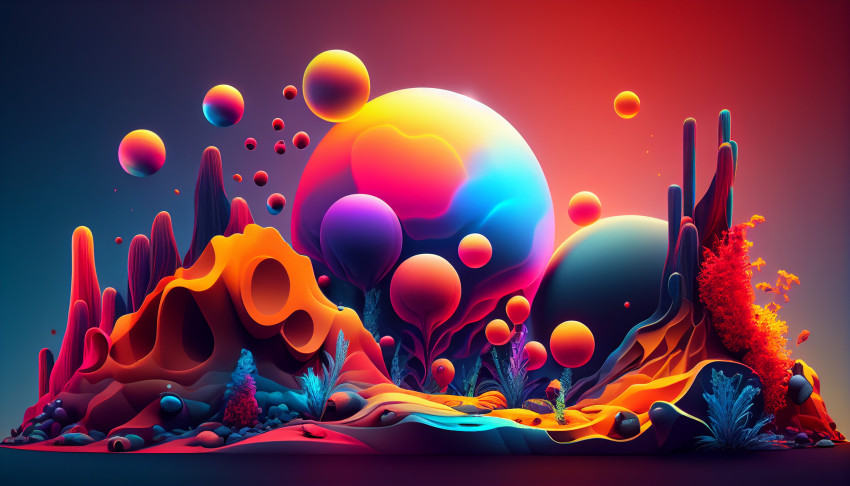 Colorful background,  Vibrant Summer Themed 3D Abstract Background