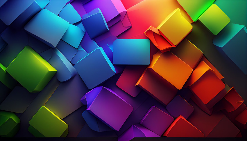 Multicolored abstract shapes create a futuristic backdrop generated by AI