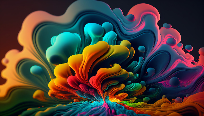 Multicolored abstract shapes create a futuristic backdrop generated by AI