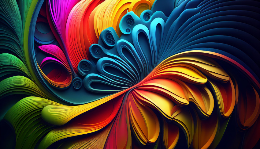 Multicolored abstract shapes create a futuristic backdrop generated by AI