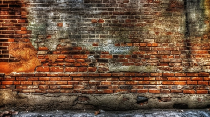 Old Brick wall, Front view, HDR, 8K, High Resolution